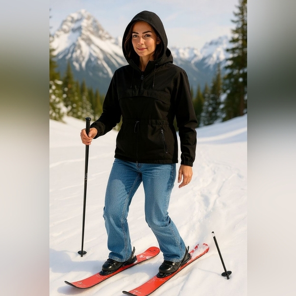 Avalanche - NWOT -Ladies Navy Blue Windbreaker W/Hood, Drawstring Waist, Pockets - Picture 1 of 16